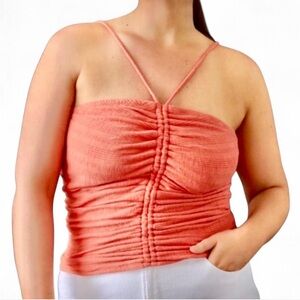 PILCRO ANTHROPOLOGIE Coral Ruched & Ribbed Halter Style Top {Small}
